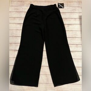 NWT R&M Richards ladies black dress pants sheer overlay with Side slit size 10